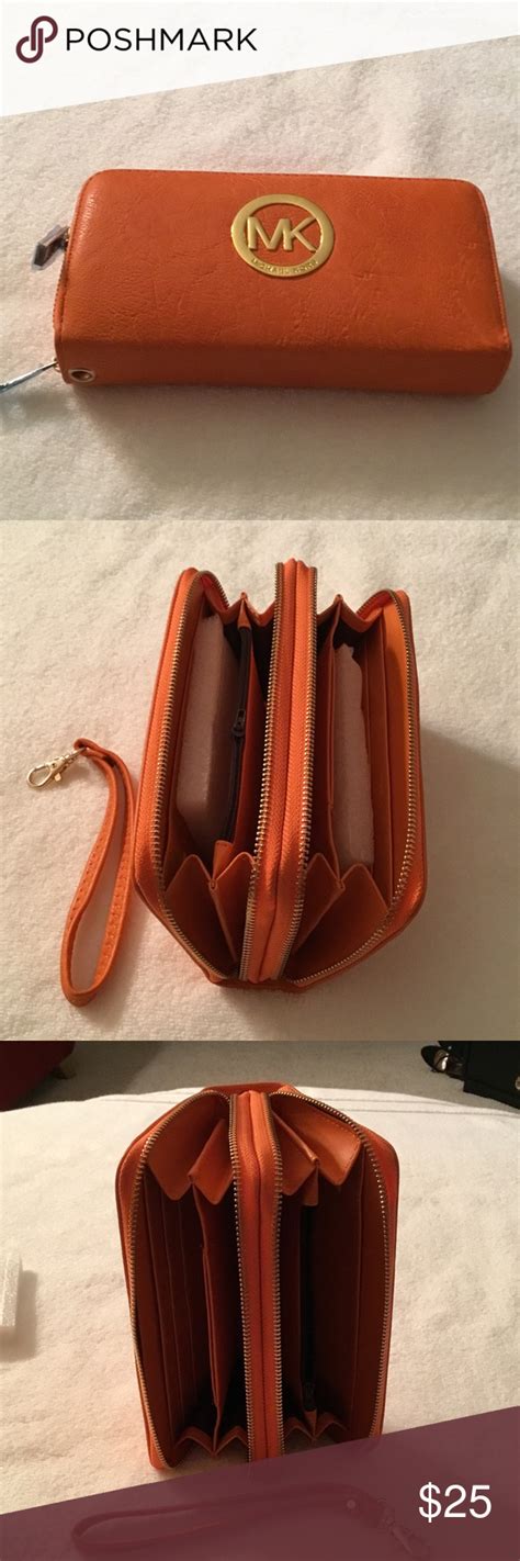 michael kors slim burnt orange|Michael Kors wallet orange.